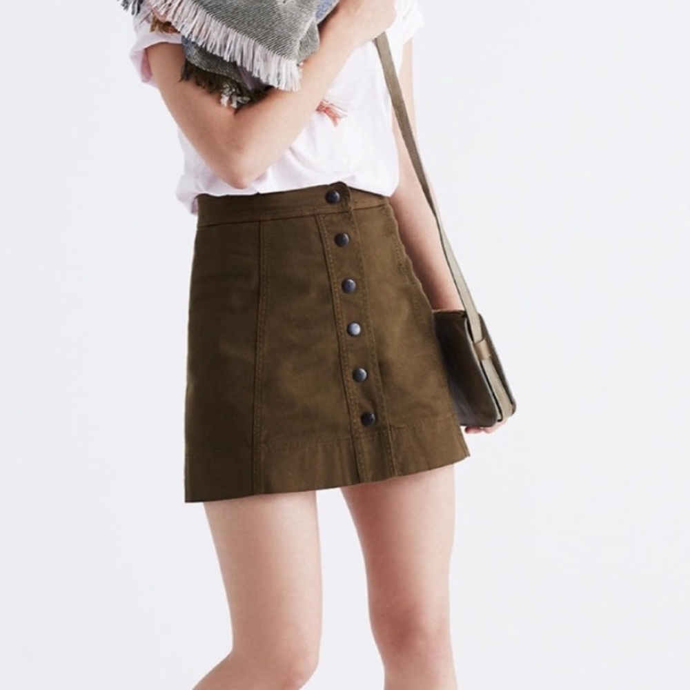 Madewell Metropolis snap button skirt - Olive / 8